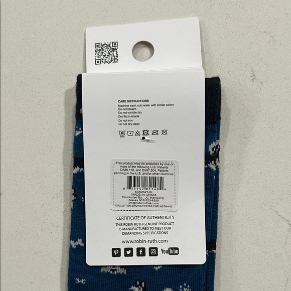 Robin Ruth Navy Socks with White Patterns - Picture 3 of 5